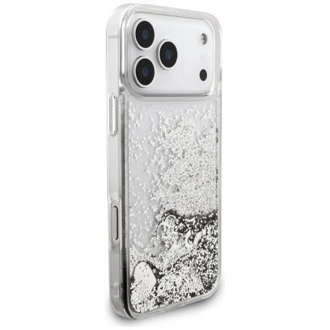 Etui Guess Liq. Glitter Charms na iPhone 17 Pro - srebrne