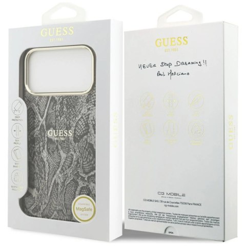 Etui Guess Python Pattern MagSafe na iPhone 17 Pro Max - czarne