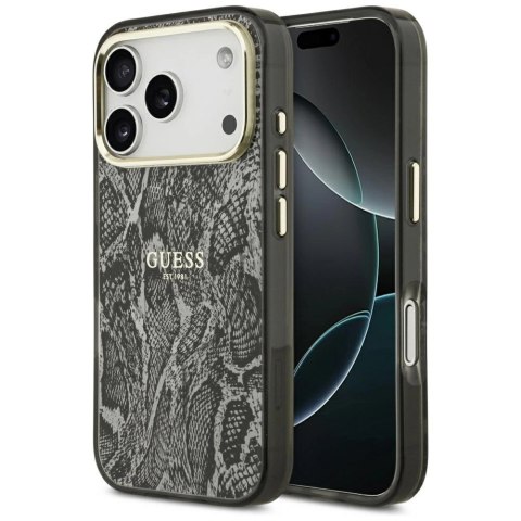Etui Guess Python Pattern MagSafe na iPhone 17 Pro -czarne