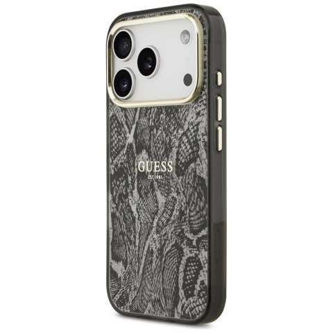 Etui Guess Python Pattern MagSafe na iPhone 17 Pro -czarne