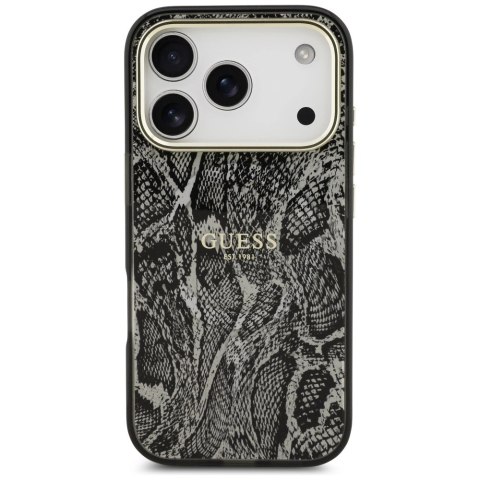 Etui Guess Python Pattern MagSafe na iPhone 17 Pro -czarne