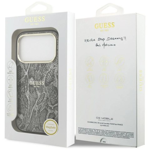 Etui Guess Python Pattern MagSafe na iPhone 17 Pro -czarne