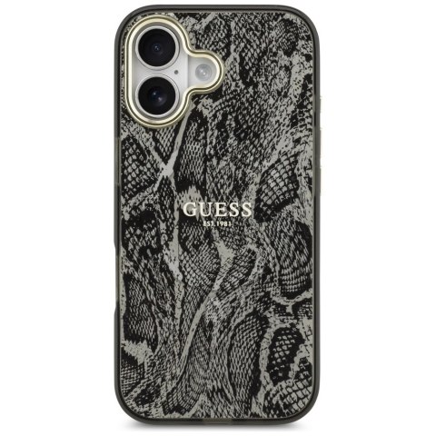 Etui Guess Python Pattern MagSafe na iPhone 17 - czarne