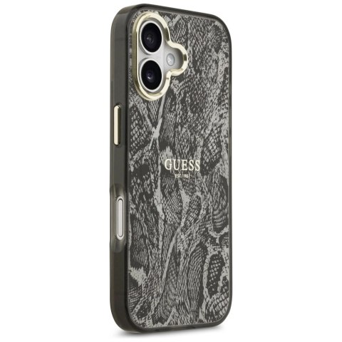 Etui Guess Python Pattern MagSafe na iPhone 17 - czarne
