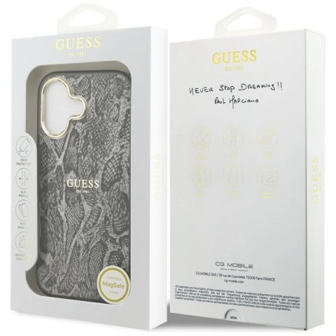 Etui Guess Python Pattern MagSafe na iPhone 17 - czarne