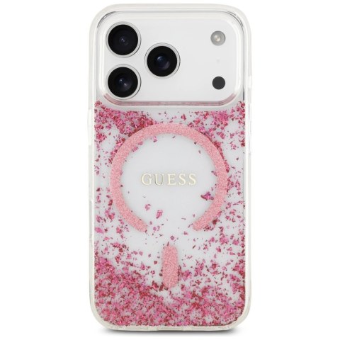 Etui Guess Resin Bottom Glitter MagSafe na iPhone 17 Pro - różowe