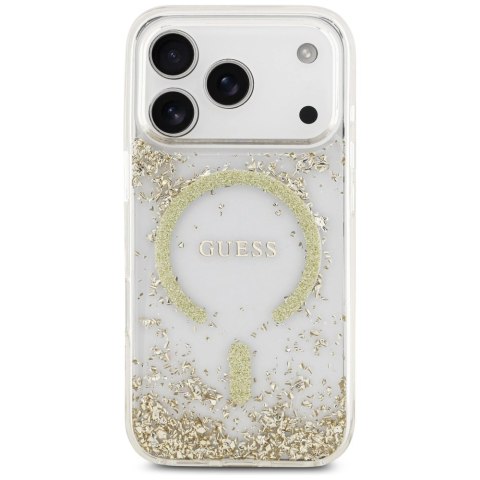 Etui Guess Resin Bottom Glitter MagSafe na iPhone 17 Pro - złote