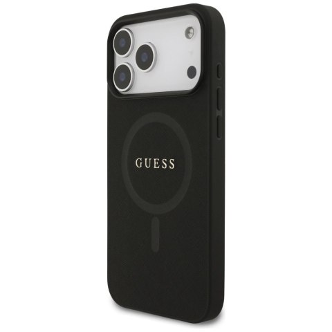 Etui Guess Saffiano Classic Logo MagSafe na iPhone 17 Pro Max - czarne