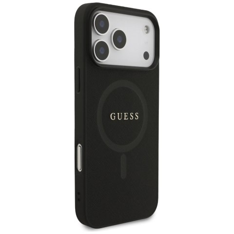Etui Guess Saffiano Classic Logo MagSafe na iPhone 17 Pro Max - czarne