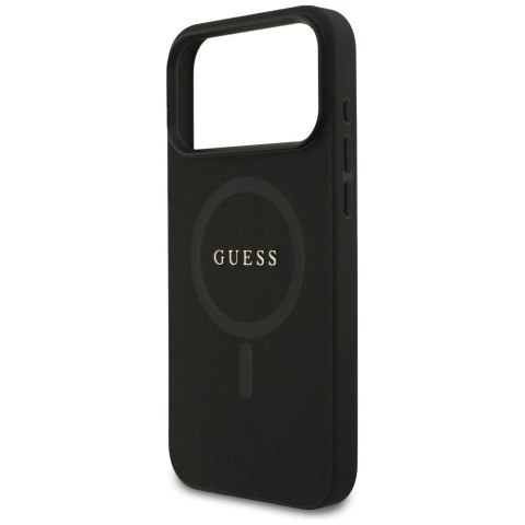 Etui Guess Saffiano Classic Logo MagSafe na iPhone 17 Pro Max - czarne