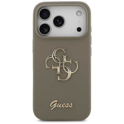 Etui Guess Silicone Big 4G Script na iPhone 17 Pro Max - brązowe