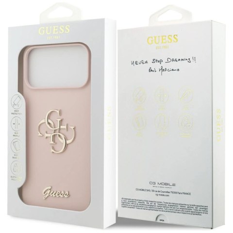 Etui Guess Silicone Big 4G Script na iPhone 17 Pro Max - różowe