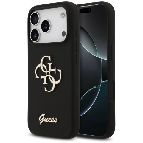 Etui Guess Silicone Big 4G Script na iPhone 17 Pro - czarne