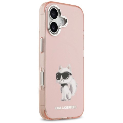 Etui Karl Lagerfeld IML Aquarelle Choupette & Logo MagSafe na iPhone 17 - różowe