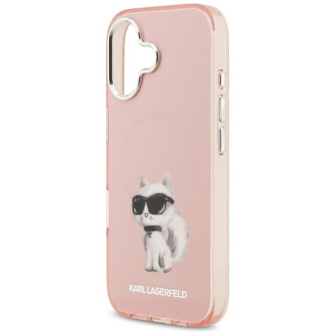 Etui Karl Lagerfeld IML Aquarelle Choupette & Logo MagSafe na iPhone 17 - różowe