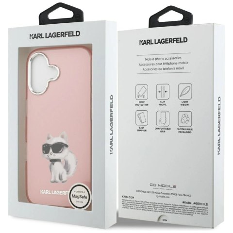 Etui Karl Lagerfeld IML Aquarelle Choupette & Logo MagSafe na iPhone 17 - różowe