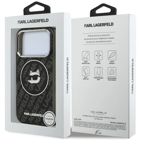 Etui Karl Lagerfeld IML Choupette Head Logo MagSafe na iPhone 17 Pro Max - czarne