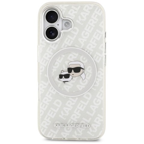 Etui Karl Lagerfeld IML Glitter Karl & Choupette Heads Logo MagSafe na iPhone 17 - szare