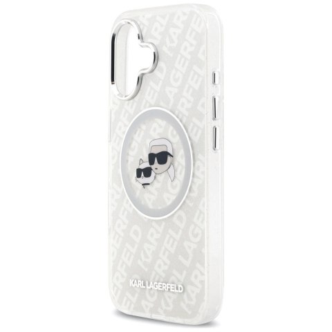 Etui Karl Lagerfeld IML Glitter Karl & Choupette Heads Logo MagSafe na iPhone 17 - szare