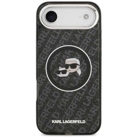 Etui Karl Lagerfeld IML Glitter Karl & Choupette Heads Logo MagSafe na iPhone Air - czarne