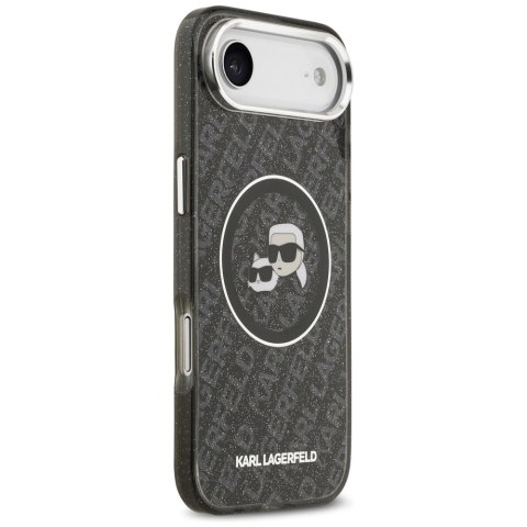 Etui Karl Lagerfeld IML Glitter Karl & Choupette Heads Logo MagSafe na iPhone Air - czarne