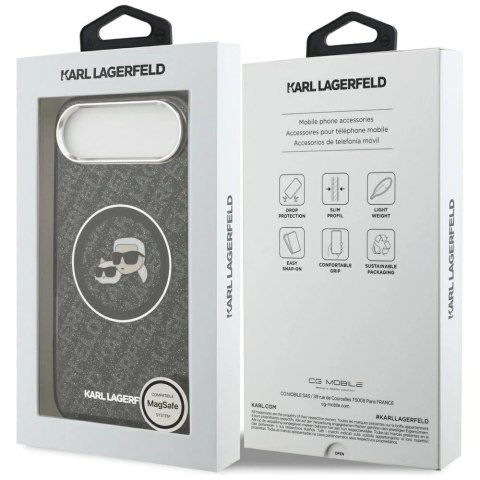 Etui Karl Lagerfeld IML Glitter Karl & Choupette Heads Logo MagSafe na iPhone Air - czarne