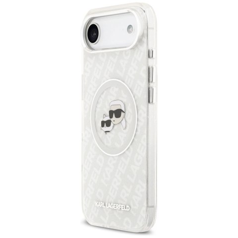 Etui Karl Lagerfeld IML Glitter Karl&Choupette Heads Logo MagSafe do iPhone Air - szare