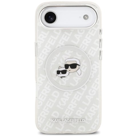 Etui Karl Lagerfeld IML Glitter Karl&Choupette Heads Logo MagSafe do iPhone Air - szare
