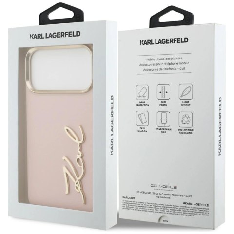 Etui Karl Lagerfeld Karl Script Logo na iPhone 17 Pro Max - różowe