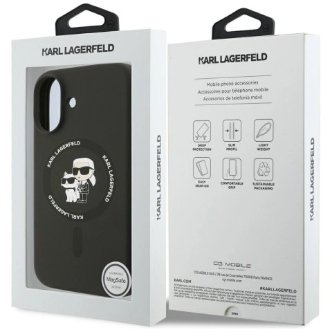 Etui Karl Lagerfeld Silicone Karl&Choupette Ring MagSafe na iPhone 17 - czarne