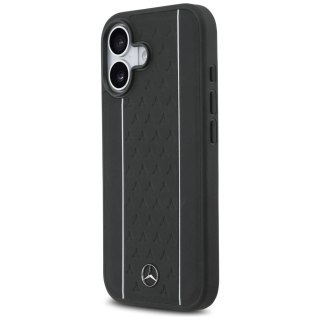 Etui Mercedes Leather Star Pattern Stripes MagSafe na iPhone 17 - czarne