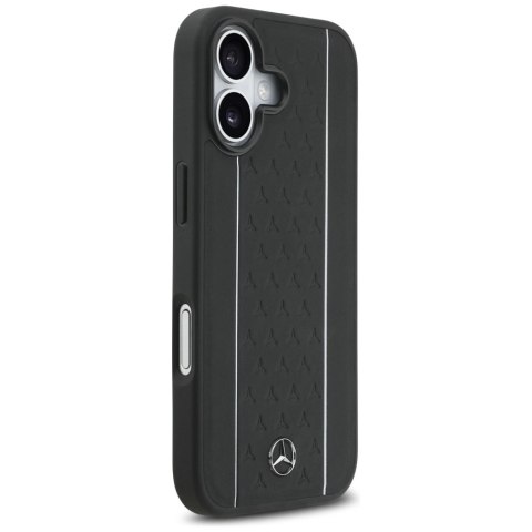 Etui Mercedes Leather Star Pattern Stripes MagSafe na iPhone 17 - czarne