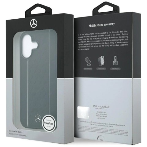 Etui Mercedes Leather Star Pattern Stripes MagSafe na iPhone 17 - czarne