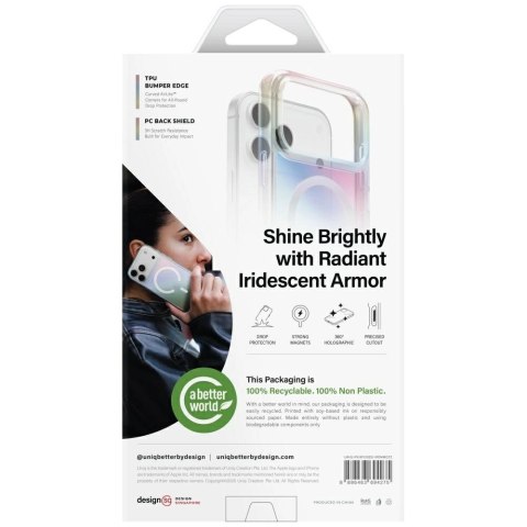 Etui UNIQ Iridescia na iPhone 17 Pro Max Magclick Charging - wielokolorowe