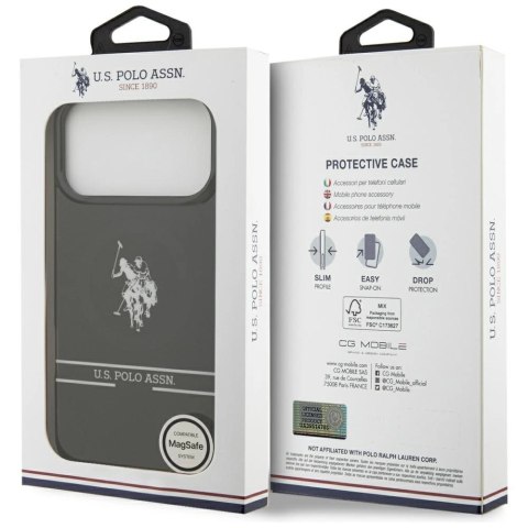 Etui US Polo DH and Bottom Stripe Logo MagSafe na iPhone 17 Pro Max - czarne