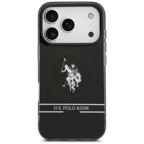 Etui US Polo DH and Bottom Stripe Logo MagSafe na iPhone 17 Pro - czarne