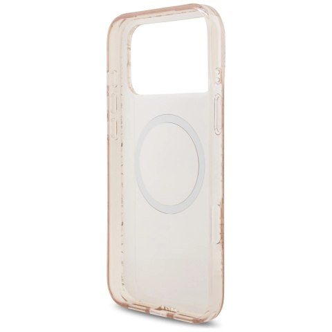 Etui Guess IML Flowers Electro Pearl Strap MagSafe do iPhone 17 Pro Max - różowe