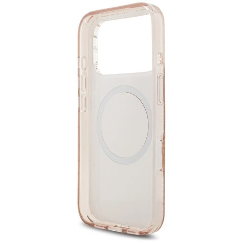 Etui Guess IML Flowers Electro Pearl Strap MagSafe do iPhone 17 Pro - różowe