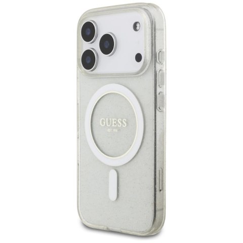 Etui Guess IML Glitter Pearl Strap MagSafe do iPhone 17 Pro - przezroczyste