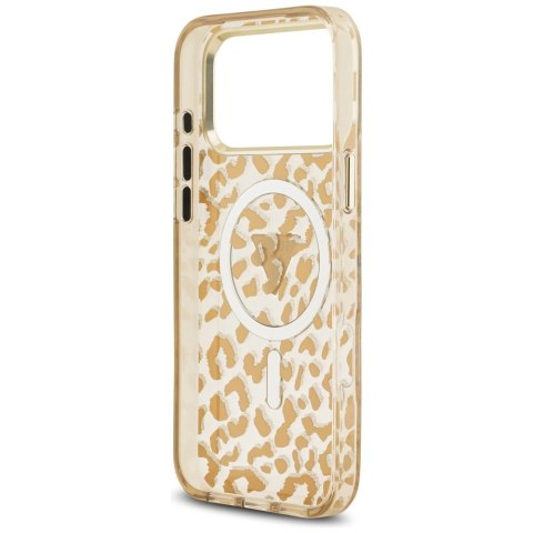 Etui Guess Leopard Glitter MagSafe do iPhone 17 Pro Max - brązowe