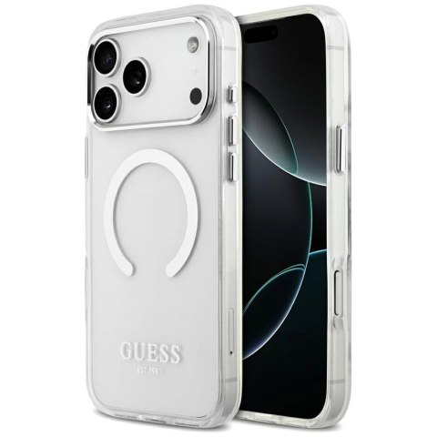 Etui Guess Metal Outline MagSafe do iPhone 17 Pro Max - srebrne