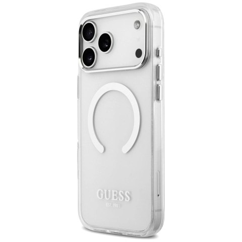 Etui Guess Metal Outline MagSafe do iPhone 17 Pro Max - srebrne