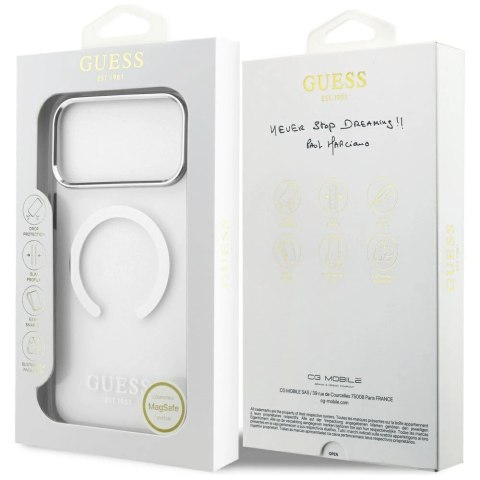 Etui Guess Metal Outline MagSafe do iPhone 17 Pro Max - srebrne
