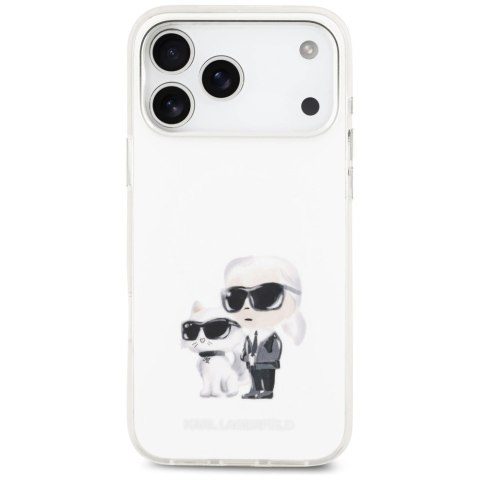 Etui Karl Lagerfeld IML Aquarelle Karl & Choupette & Logo MagSafe do iPhone 17 Pro Max - białe