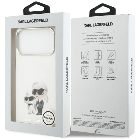 Etui Karl Lagerfeld IML Aquarelle Karl & Choupette & Logo MagSafe do iPhone 17 Pro Max - białe
