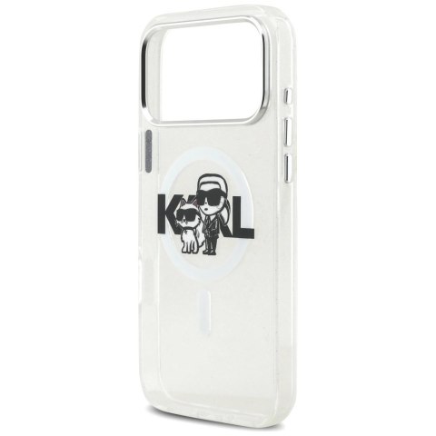 Etui Karl Lagerfeld IML Glitter Karl & Choupette Sketch Logo MagSafe do iPhone 17 Pro Max - przezroczyste