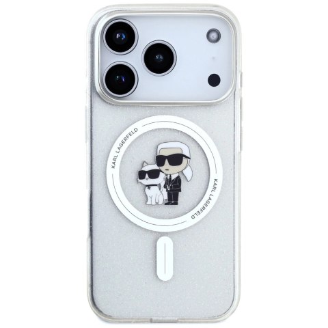 Etui Karl Lagerfeld IML Karl Choupette Glitter MagSafe do iPhone 17 Pro Max - przezroczyste