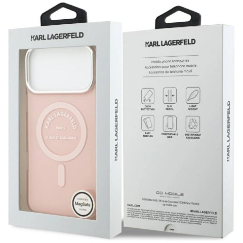 Etui Karl Lagerfeld IML Karl RSG Logo MagSafe do iPhone 17 Pro Max - różowe
