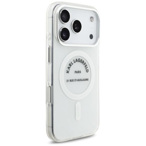 Etui Karl Lagerfeld IML Karl RSG Logo MagSafe do iPhone 17 Pro - przezroczyste