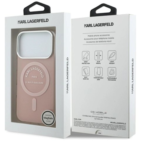 Etui Karl Lagerfeld IML Karl RSG Logo MagSafe do iPhone 17 Pro - różowe